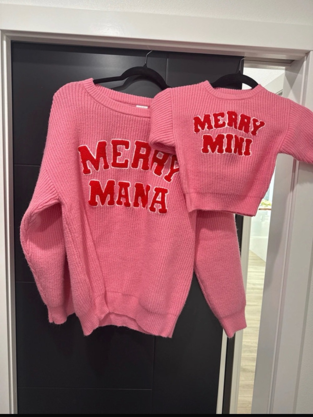 Spearmint love matching sweaters mom and baby